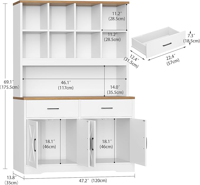 TEENFON 69" Tall Bookshelf and Bookcase, 5 Tier Floor Standing Bookshelves