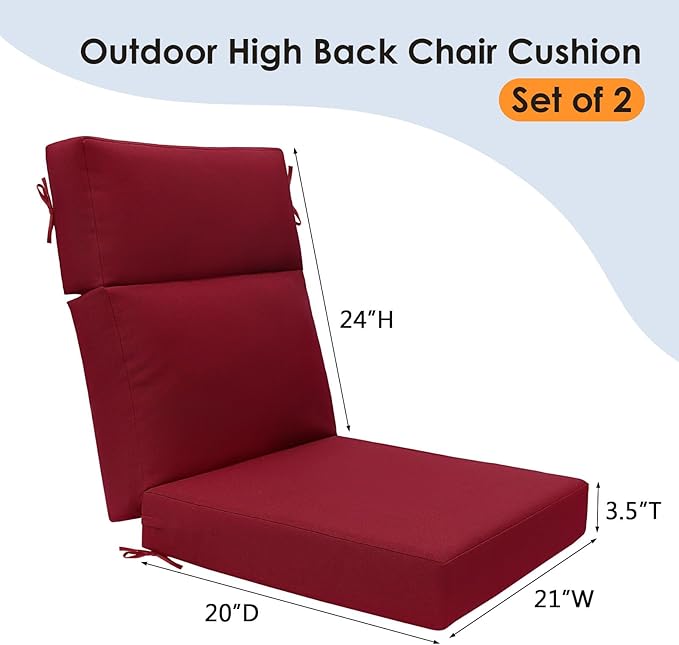 Unimatta Outdoor High Back Chair Cushion Seat Pads, 44 x 21 Inch