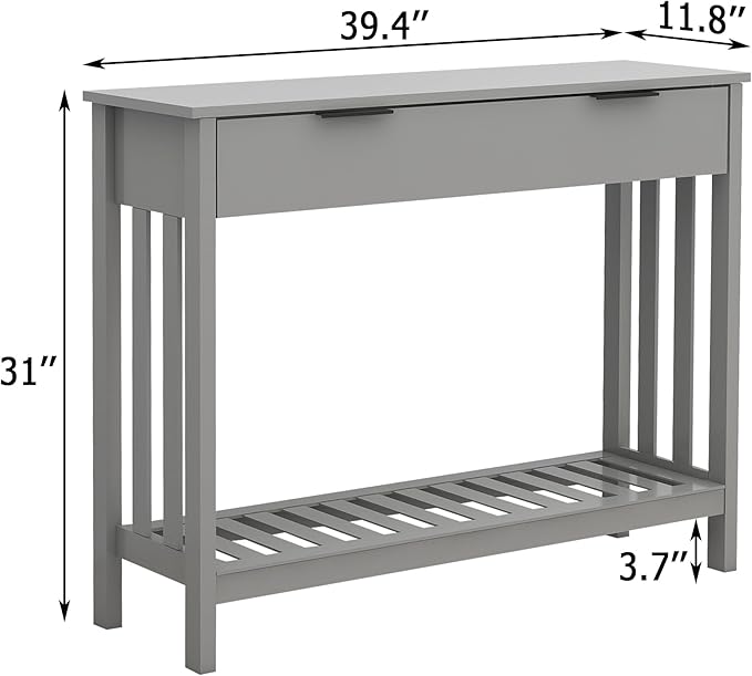 TaoHFE Entryway Table with Storage, Modern Sofa Table with Slatted Frame