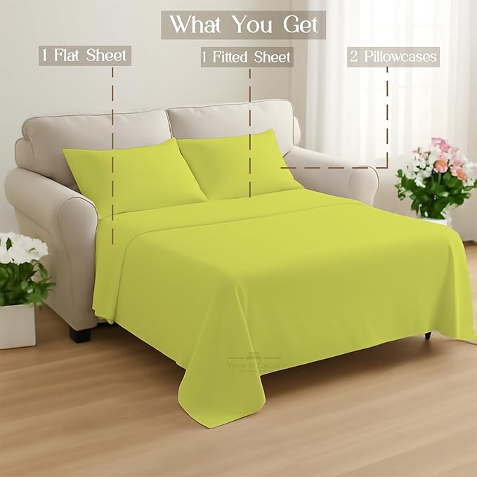 Sleeper Sofa Bed Sheet, 100% Cotton 400 Thread Count, 4 Piece Set, Deep Pocket