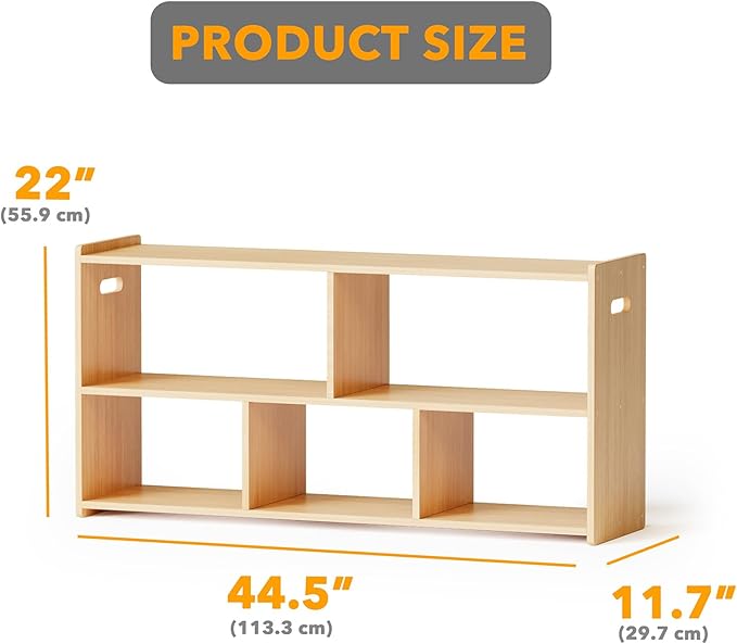 SpaceAid 5-Compartment Bookshelf, Montessori Bookcase