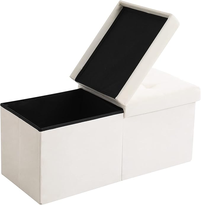 Storage Ottoman Bench Foldable Seat Footrest Shoe Bench End of Bed Storage