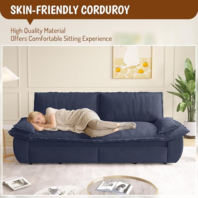 KEIKI 73.2" Queen Convertible Sofa Bed, 3-in-1 Pull Out Sleeper Couch