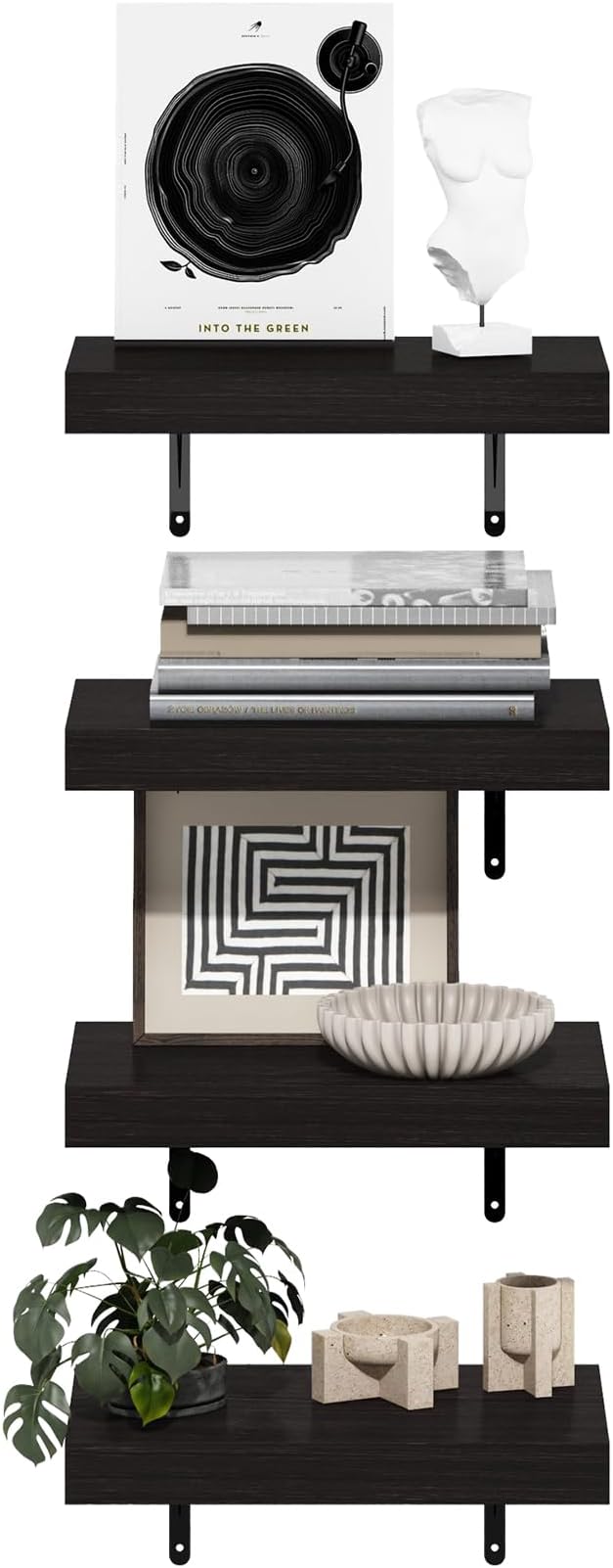 Furinno Tanna Floating Shelves for Wall Set of 4, 15-Inch Wall Shelf, Triple