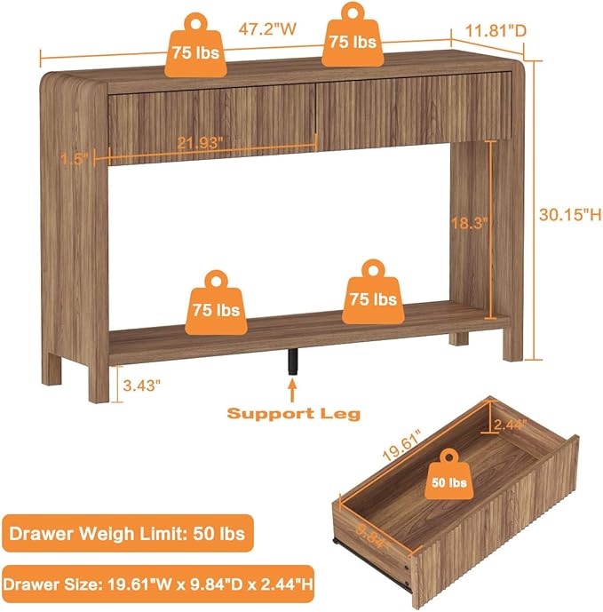 FATORRI Console Sofa Table for Entryway, Wood Foyer Tables for Living Room