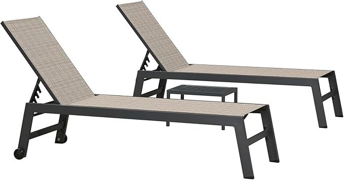 PURPLE LEAF Patio Chaise Lounge Set 4 Pieces Aluminum Outdoor Lounge Chairs