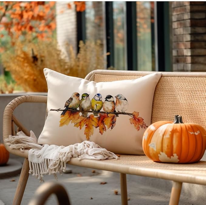 RABUSOFA Fall Outdoor Pillow Covers 12x20 Inch Waterproof Outdoor Thanksgiving