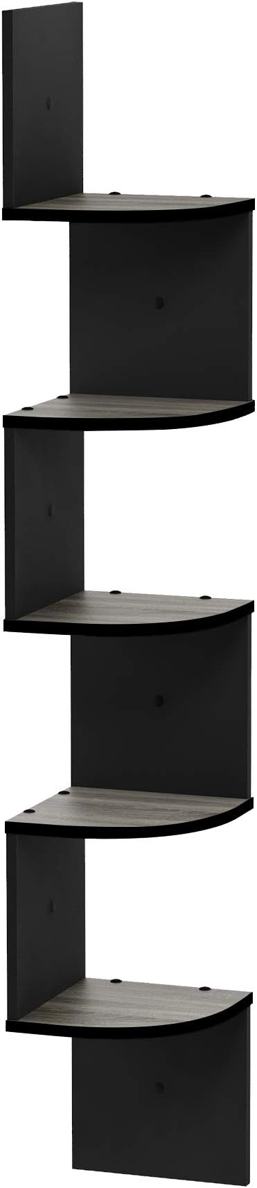 Furinno Rossi Wall Mount Floating Corner Shelf, 5-Tier Radial, French Oak