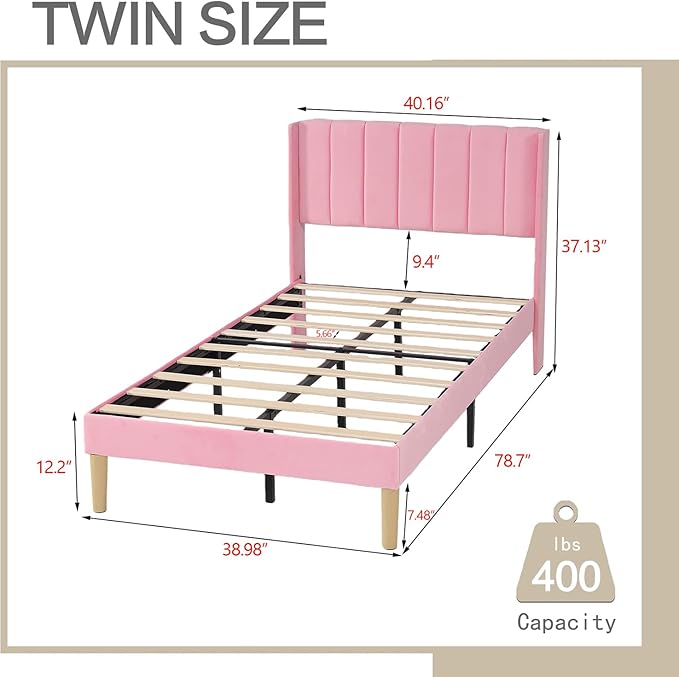 AGARTT Upholstered Platform Bed Frame Twin Size
