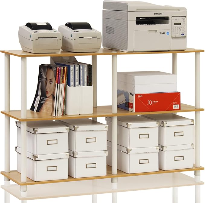 Furinno TURN-N-TUBE Storage Shelves, 3-Tier 47.4 Wide Book Shelf, Corner Shelf