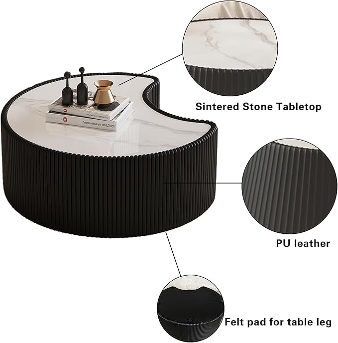 Modern Nesting Coffee Table Set of 2, Creative Moon Coffee and End Table Set