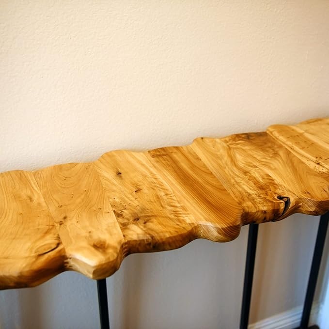 WELLAND Cedar Wood Live Edge Console Table 13" D x 42" W x 33" H Writing Desk