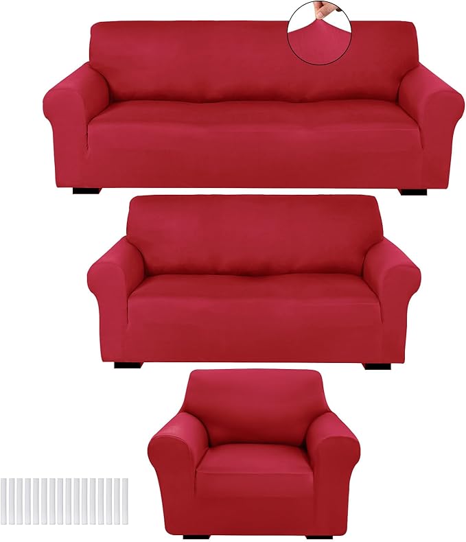 Peryiter 3 Pcs Couch and Loveseat Covers Set Sofa Cover