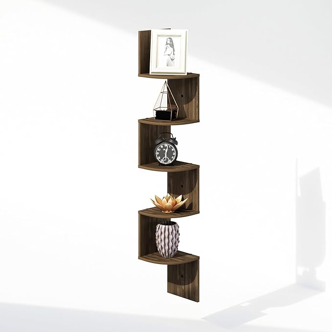 Furinno Rossi 5-Tier Floating Corner Shelf