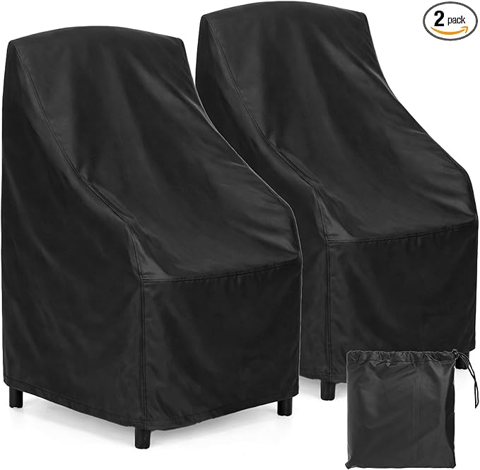 Stackable Patio Chair Covers Waterproof 2 Pack 210D Lawn Patio Outdoor Chairs