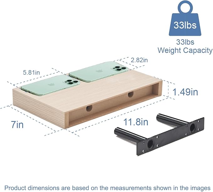 Floating Shelves, Oak Wooden Set of 3 Wall Mounted Bathroom Shelves Over Toilet