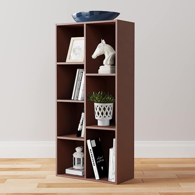 Amazon Basics 7 Cube Storage Organizer Bookcase, Sturdy Shelves, Book Shelf