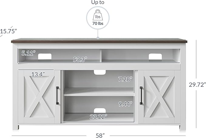 BELLEZE 58 Inch TV Stand, Contemporary Entertainment Center