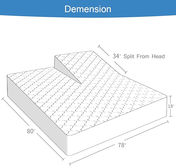 Split Top King Mattress Pad Waterproof Protector, Quilted Mattress Cover Fitted