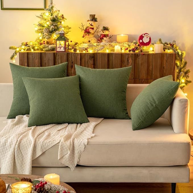 MIULEE Pack of 2 Decorative Outdoor Solid Waterproof Throw Pillow Covers Faux