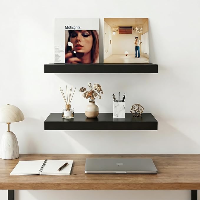 17.5in Floating Shelves for Wall, Wall Mounted Shelves for Decor Storage Set of