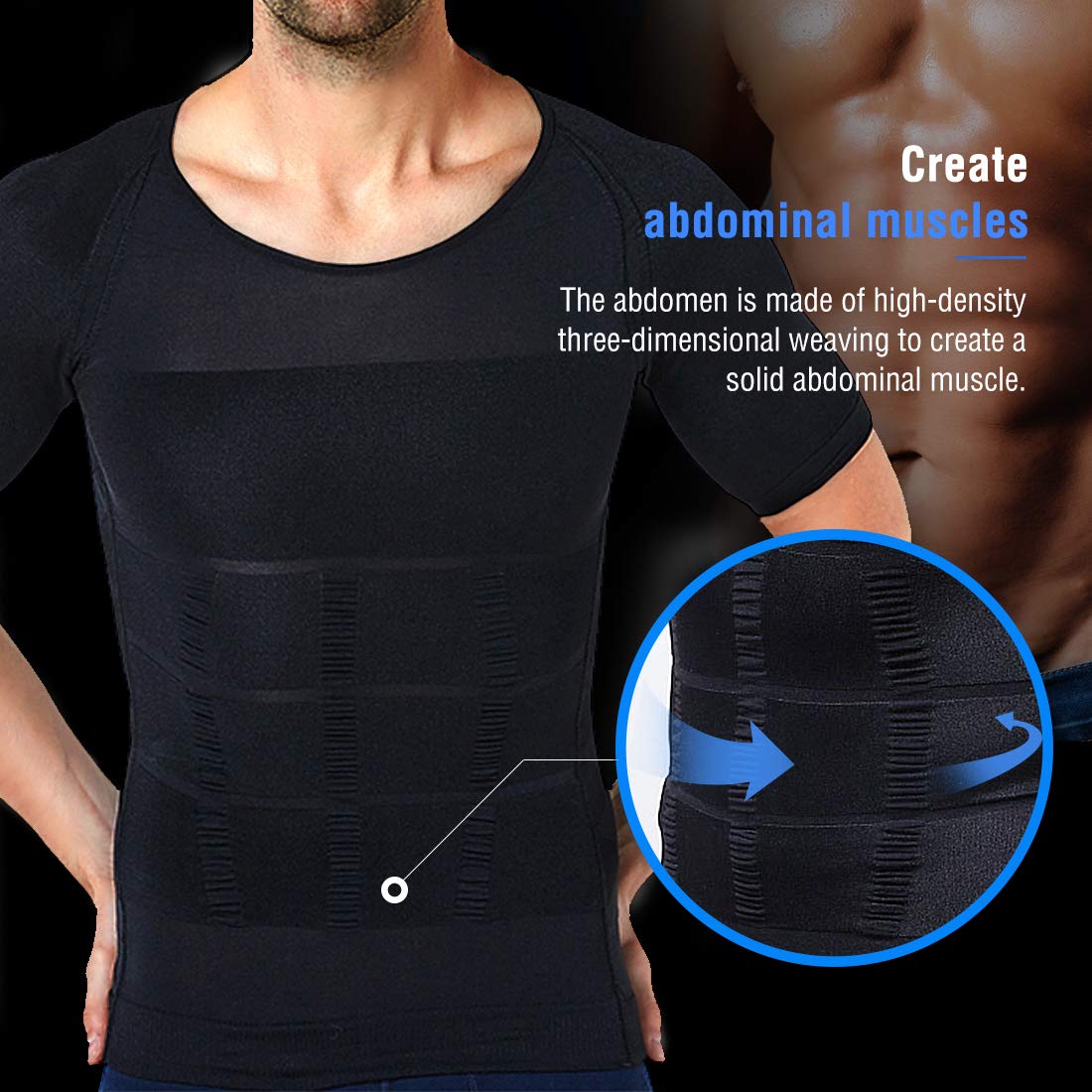 NonEcho Mens Slimming Body Shaper Seamless Compression Shirt Tummy Control Slimmer Shapewear Gynecomastia Undershirt