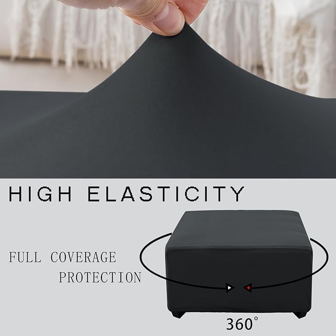 Super Stretch 40x40x15 inch Square Ottoman Cover- Soft Form Fit Ottoman Cover