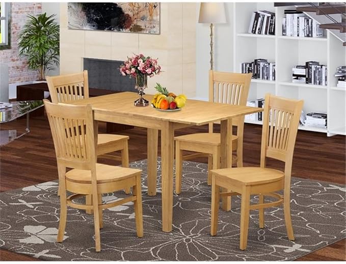 East West Furniture NDVA5-OAK-W 5 Piece Dining Room Furniture Set Includes a