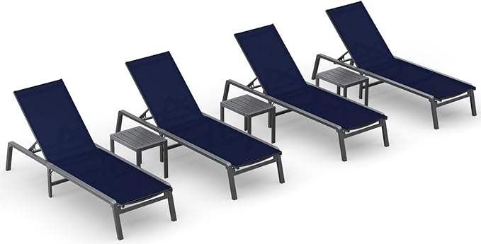 Ciokea Aluminum Foldable Lounge Chairs Set of 4