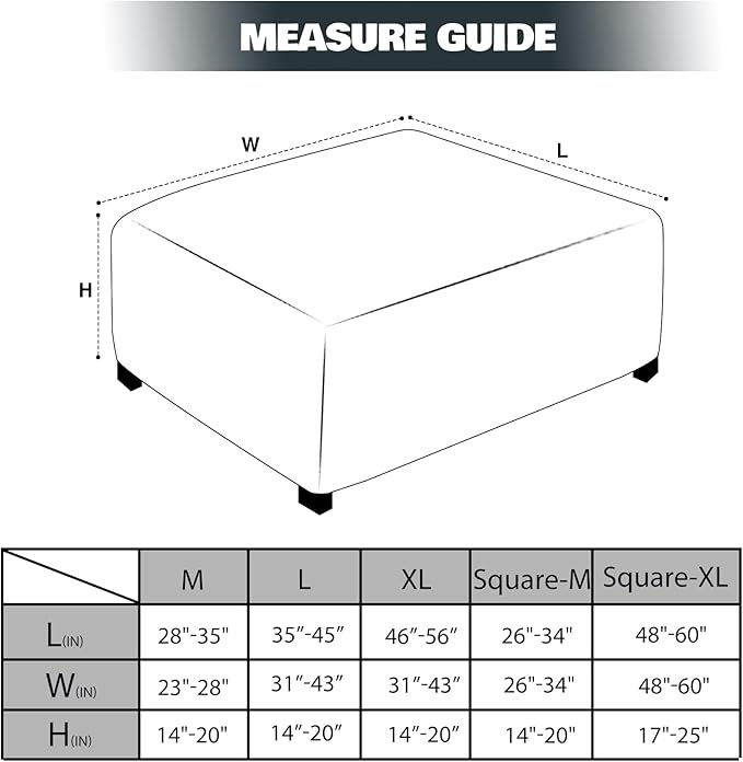 NeColorLife Square Ottoman Cover Jacquard Fabric Thick Stretchable Slipcover