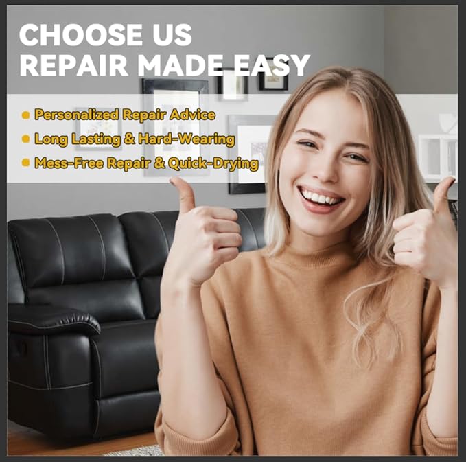 Black Leather Repair Kit for Furniture, Leather Seat Repair Kit for Cars