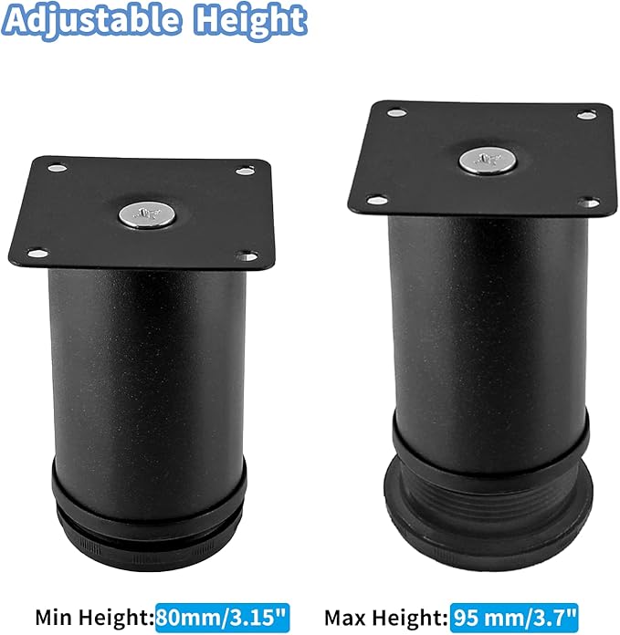 Set of 4 Stainless Steel Furniture Legs 3 Inch, Adjustable Round Cabinet Legs