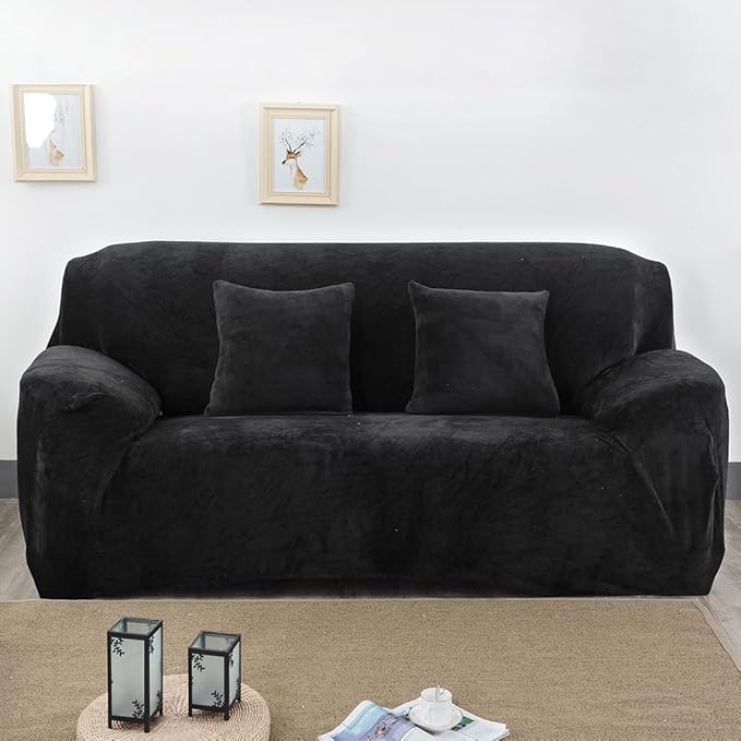 vctops 1-Piece Velvet Plush Stretch Loveseat Sofa Slipcover