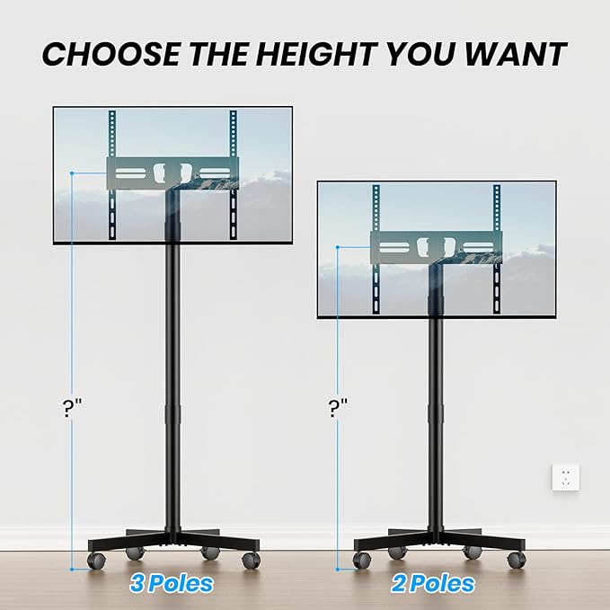 Mobile TV Cart Rolling TV Stand