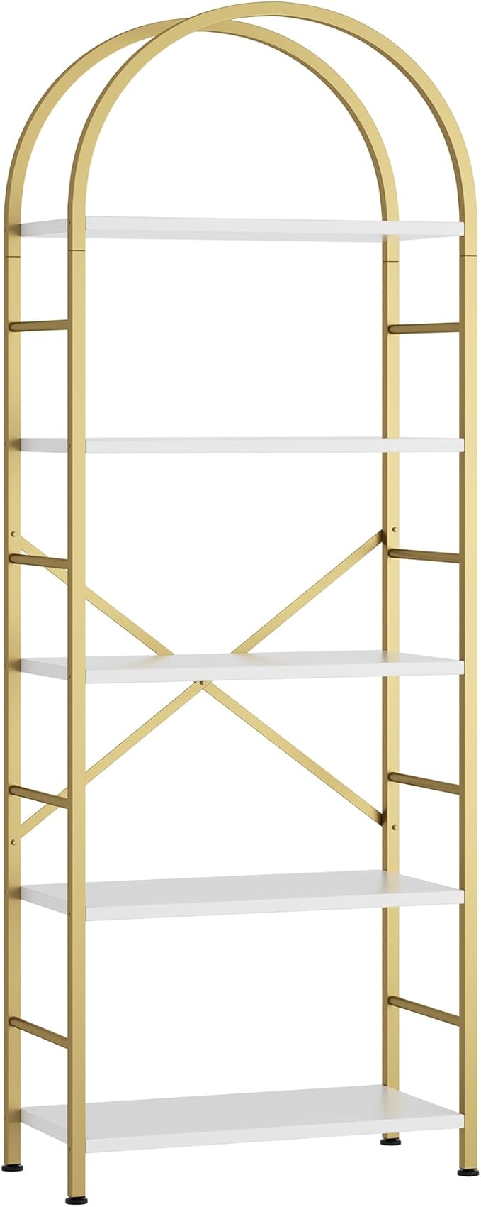 Shintenchi Bookshelf, Arched Bookshelf 5 Tier Bookcase Shelf