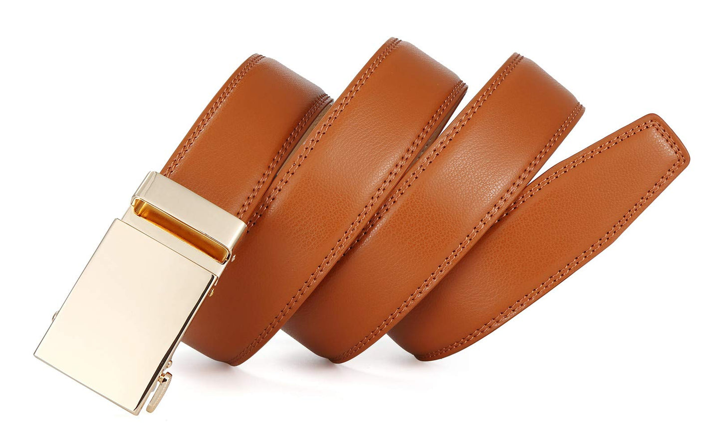 guvoosm Men's Belt Ratchet Leather Dress Suit Casual Jeans Belts -Trim to fit-35cm wide-505-TAN-125