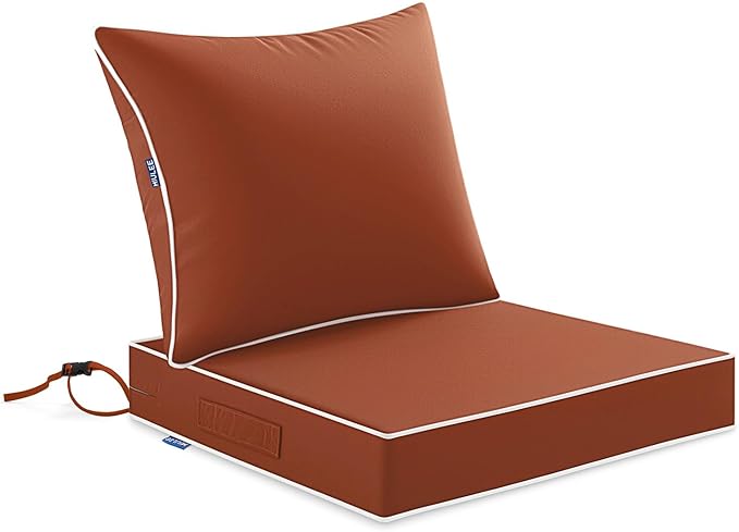 MIULEE Burnt Orange Outdoor Seat Cushion 24x24 Inch Waterproof & 3 Year Fade