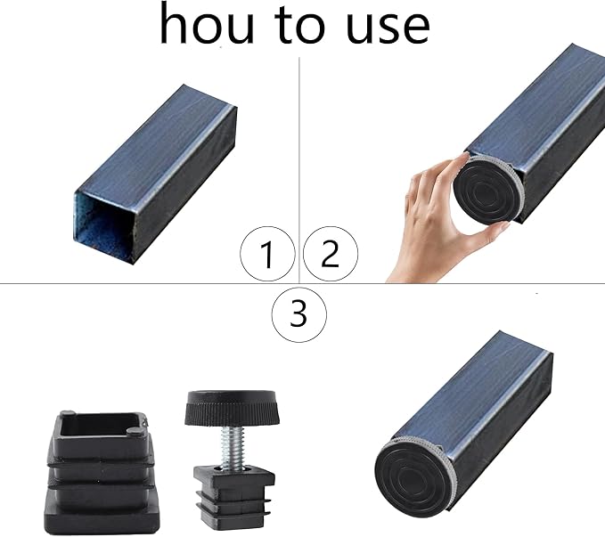 8Pcs Adjustable Leveling Feet 25 x 25mm Square Insert Kit Furniture Glide