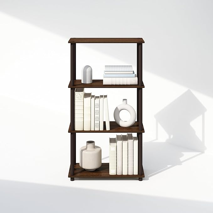 Furinno Turn-N-Tube Book Shelf, 4-Tier Bookshelf, Bookcase