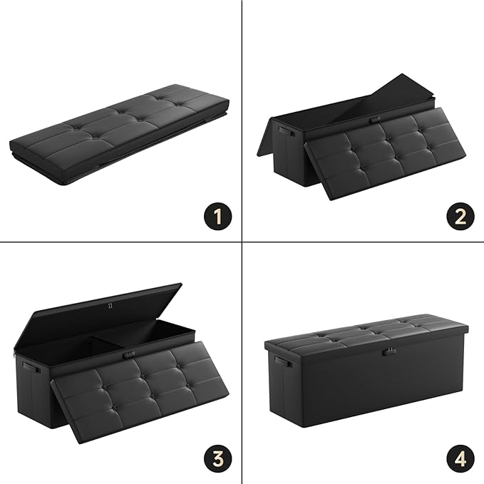 ENGPOW Storage Ottoman, Fireproof Folding Bench
