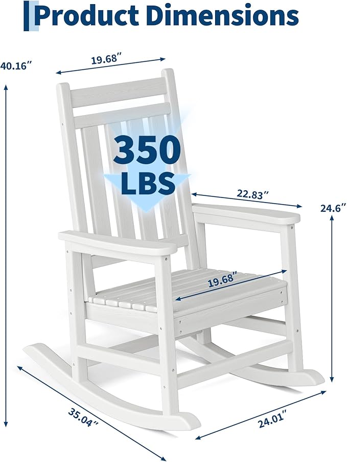 GarveeLife Poly Lumber Rocking Chair Outdoor Set of 2