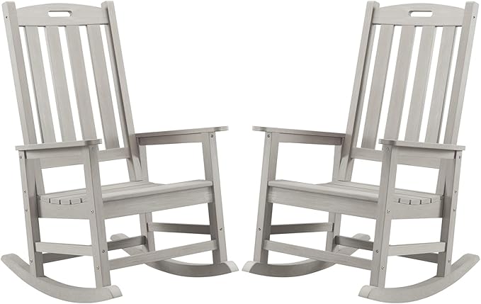 Psilvam Oversized Outdoor Rocking Chair Set of 2, Porch Rocker
