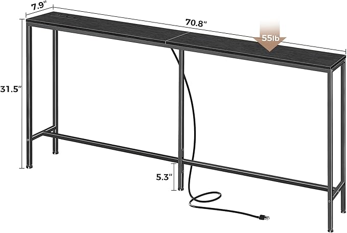 SUPERJARE 70 Inch Console Table