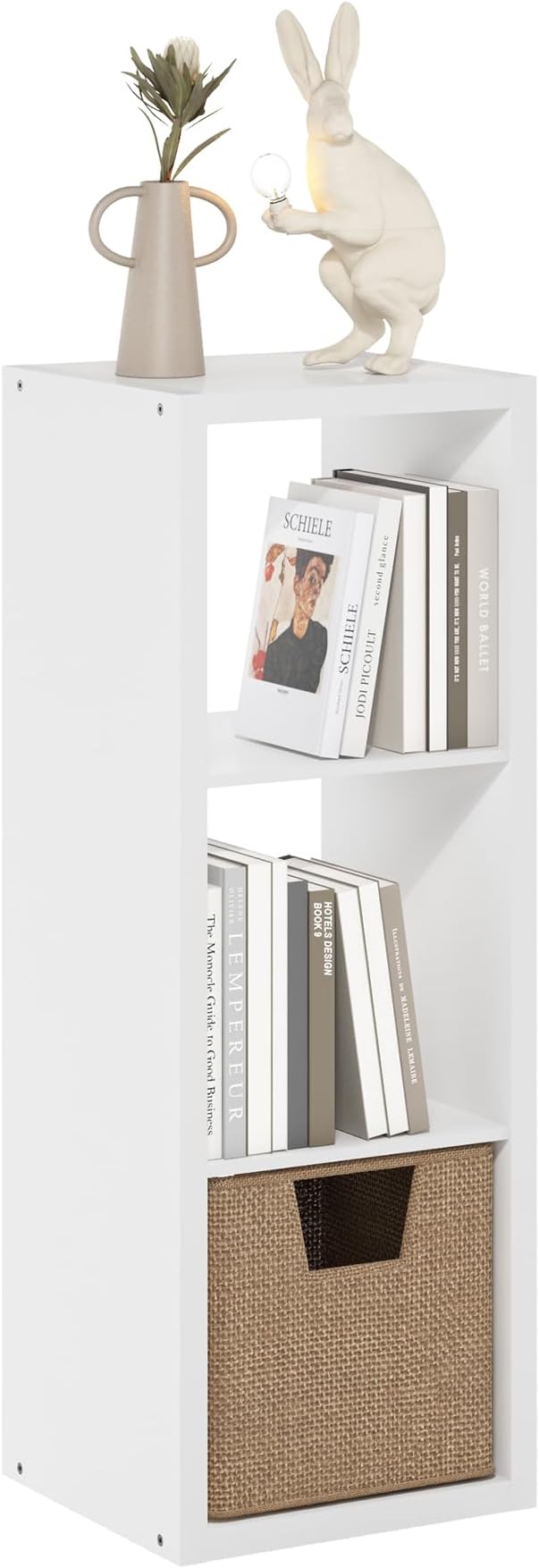 Furinno Cubicle Book Shelf, 3-Cube Bookshelf, Extra Thick Frame Horizontally &