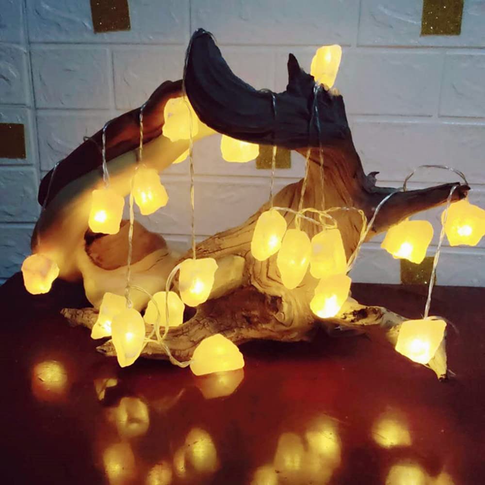 Fantasee Himalayan Salt String Light, Natural Hand Carved Salt Crystal Light Release Negative Ions for Bedroom, Living Room, Office, Home Deco, Yoga, Night Light, Gift (11.5ft 20led)