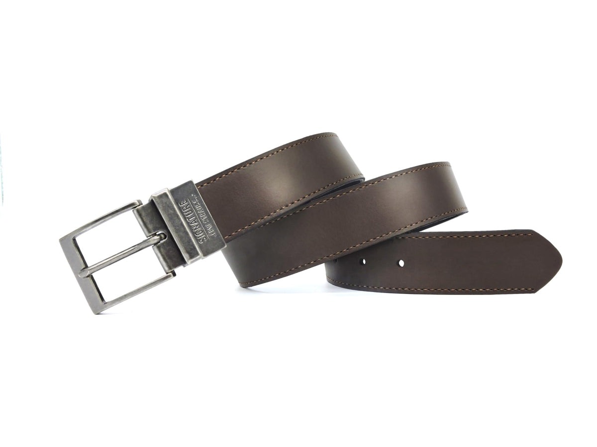 Levi Strauss Signature - Premium Leather Reversible Belt for Men for Jeans, Work, Dress & Casual pants | Cinturon Para Hombre
