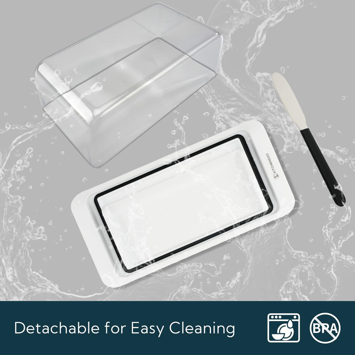 KITCHENDAO Airtight Butter Dish with Lid and Knife Spreader for Countertop and Refrigerator, Keep Butter Fresh, Easy Scoop, Dishwasher Safe, Plastic Butter Keeper Tray for West/ East Coast Butter