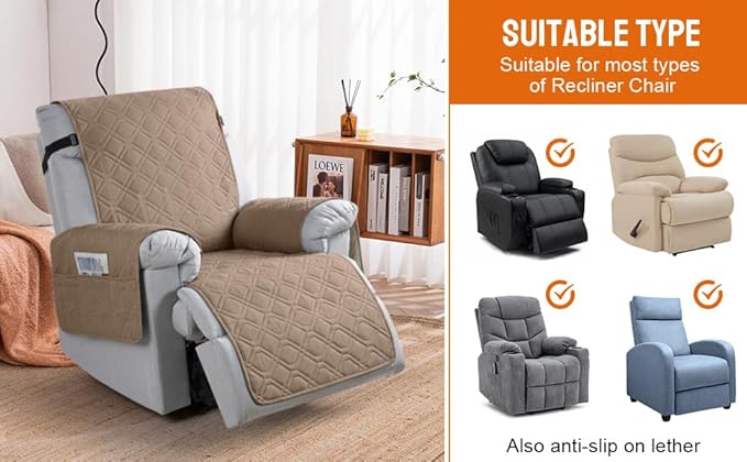 VANSOFY 100% Waterproof Recliner Chair Covers, Recliner Cover Non-Slip Dog