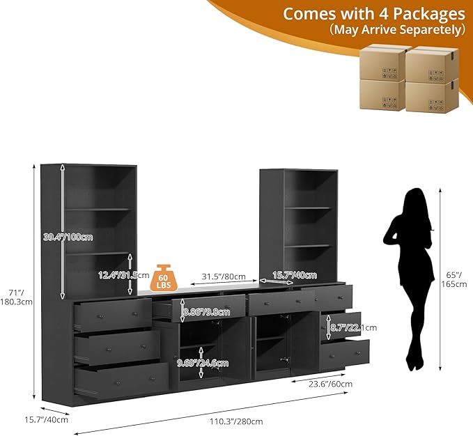 TUSY 71" Large TV Stand Set