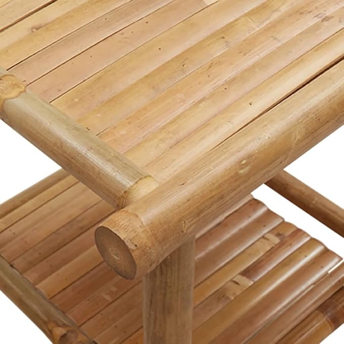 Bamboo Fiber Coffee Table with Storage Shelf, Eco-Friendly Modern Square Design